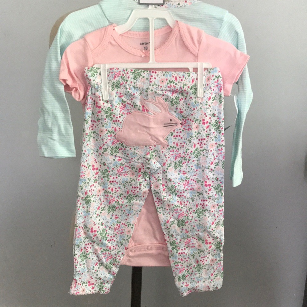 Carter’s 3 piece set baby girls onesie and pants